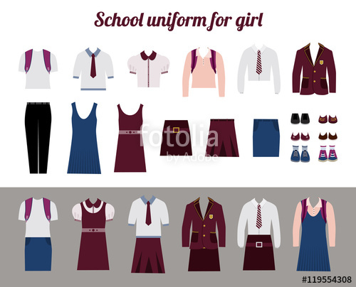 School Uniform For Girls Flat Vector Illustration Stock Image 500x404 School Uniform For Girls Flat Vector Illustration Stock Image