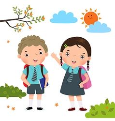 Three Kids In School Uniform Going To School Vector Image 238x250 Three Kids In School Uniform Going To School Vector Image
