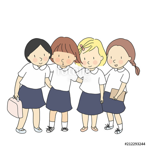 Vector Illustration Of Students In School Uniform Standing 500x500 Vector Illustration Of Students In School Uniform Standing