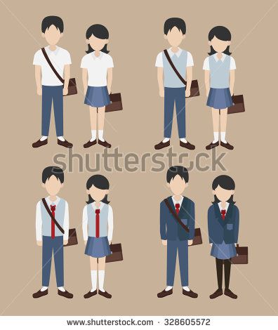 Set Of School Uniform Vector 396x470 Set Of School Uniform Vector
