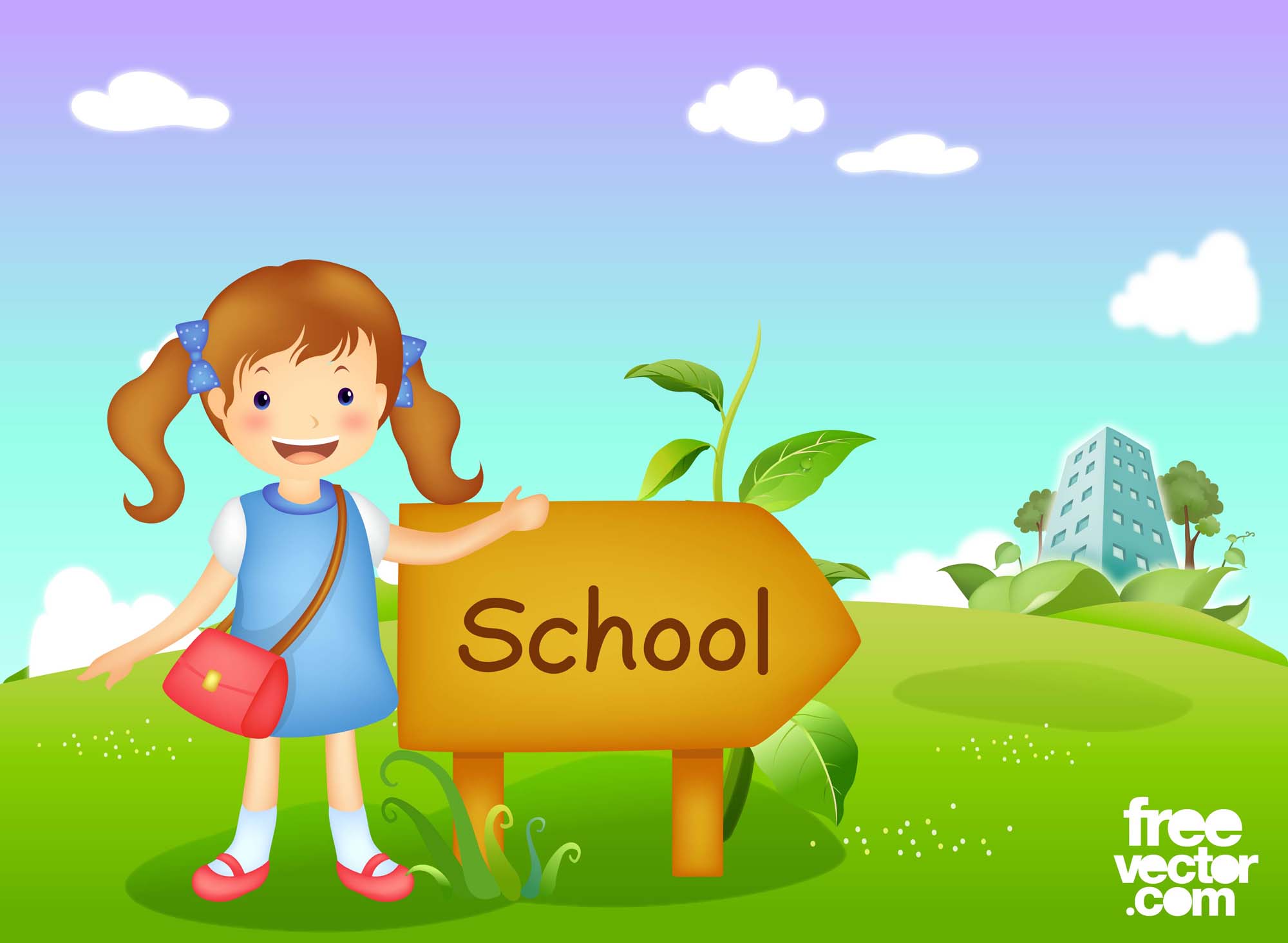 She going to school. School вектор. Kids School рисунки. Go to картинка для детей. Back to School дети вектор.