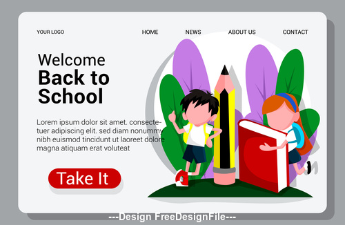 500x326 Cartoon Flat Welcome Back To School Vector Free Download