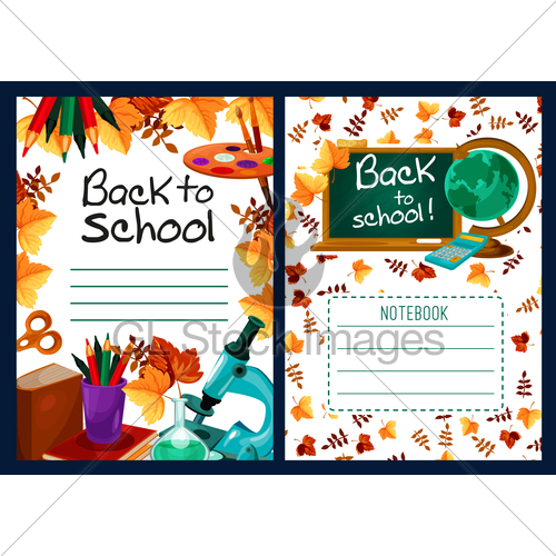 500x500 Back To School Vector Lesson Notebook Cover Design Gl Stock Images