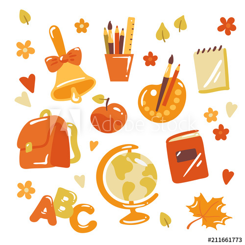 500x500 Back To School Vector Icon Set Collection Of Cute Hand Drawn