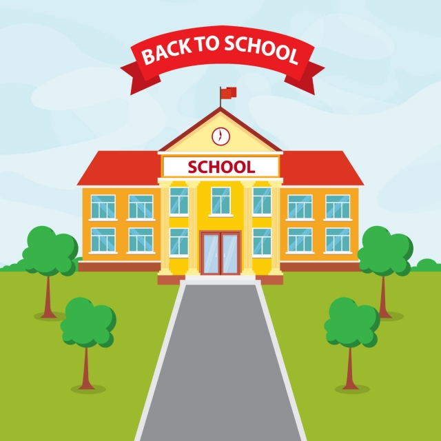 640x640 School Building Flat Design, School, Vector, Banner Png And Vector