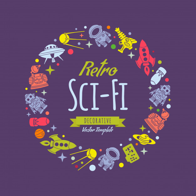 Retro Sci Fi Vector Decorating Design Vector Premium Download 626x626 Retro Sci Fi Vector Decorating Design Vector Premium Download