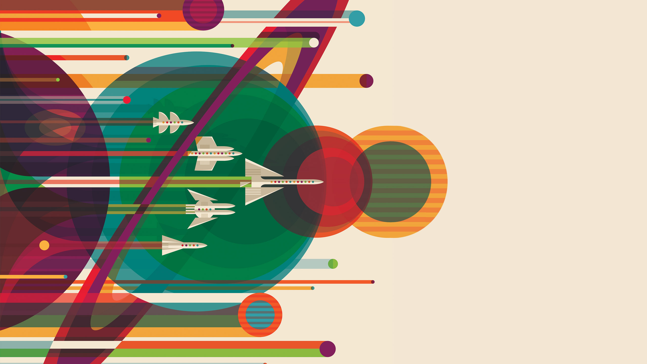 2560x1440 Spaceship Vector Solar System Planets Planes Sci Fi Artistic, Hd