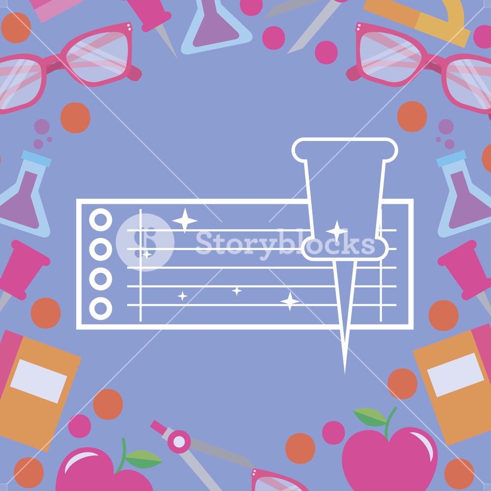 1000x1000 School Supplies Pin Apple Books Tube Sciences Background Vector