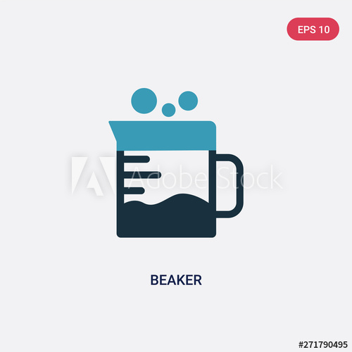 500x500 Two Color Beaker Vector Icon From Science Concept Isolated Blue