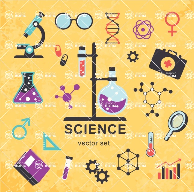 645x640 Vector Flat Biology And Science Icon Set