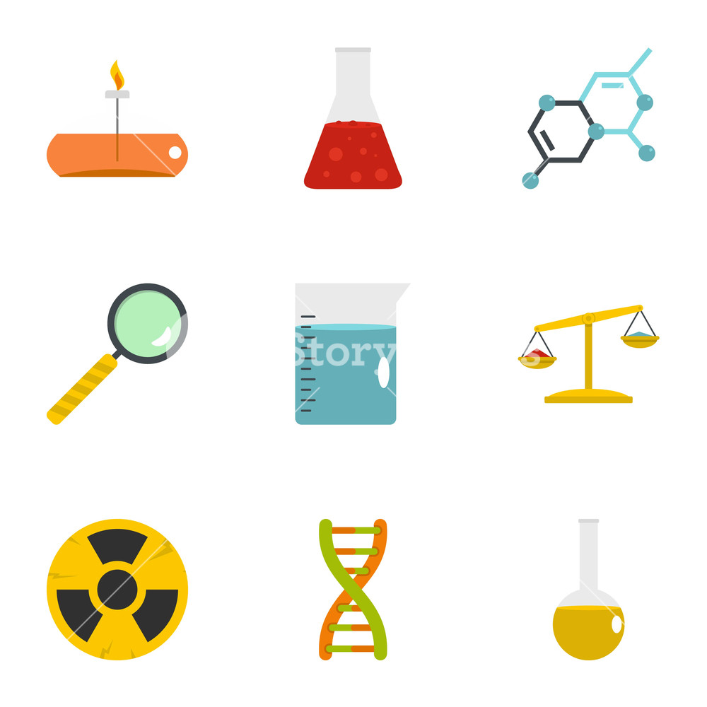 1000x1000 Chemistry Science Icon Set Flat Style Set Of Chemistry Science