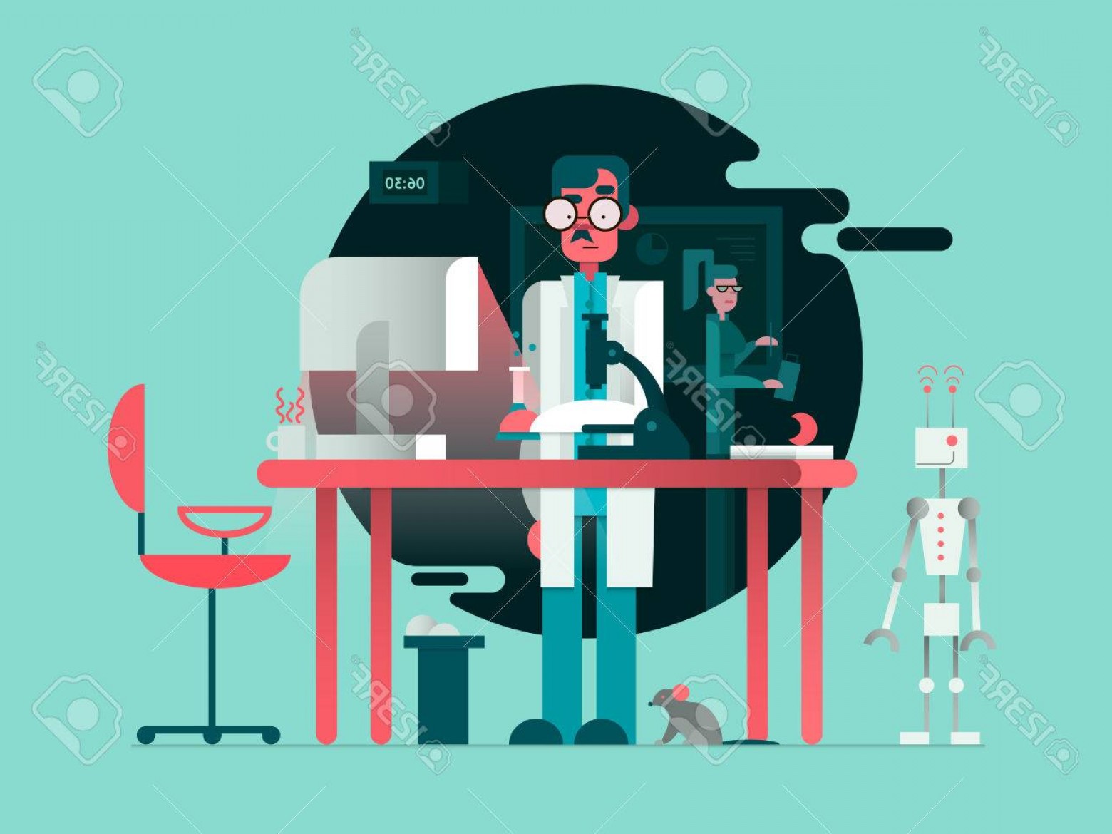 1560x1170 Photostock Vector Scientist In Lab Room Science Research Education