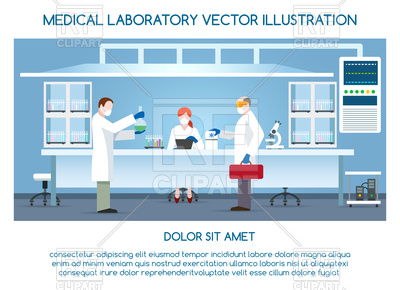 400x290 Chemical Research Laboratory With Scientists, Lab Vector Image