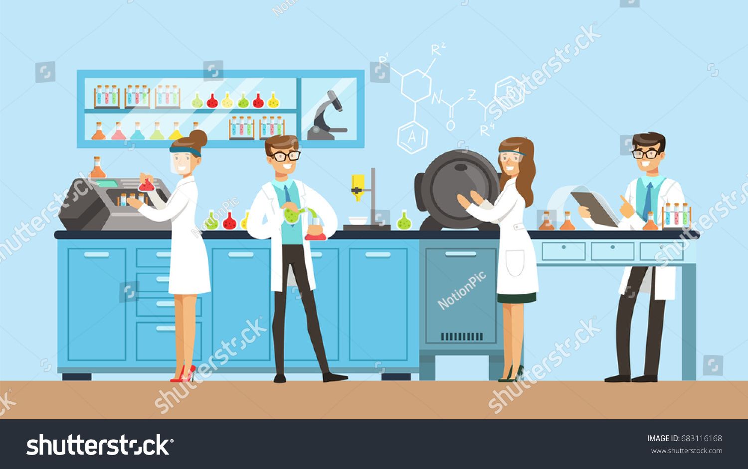 1500x942 Scientists Man And Woman Working In A Lab, Interior Of Science