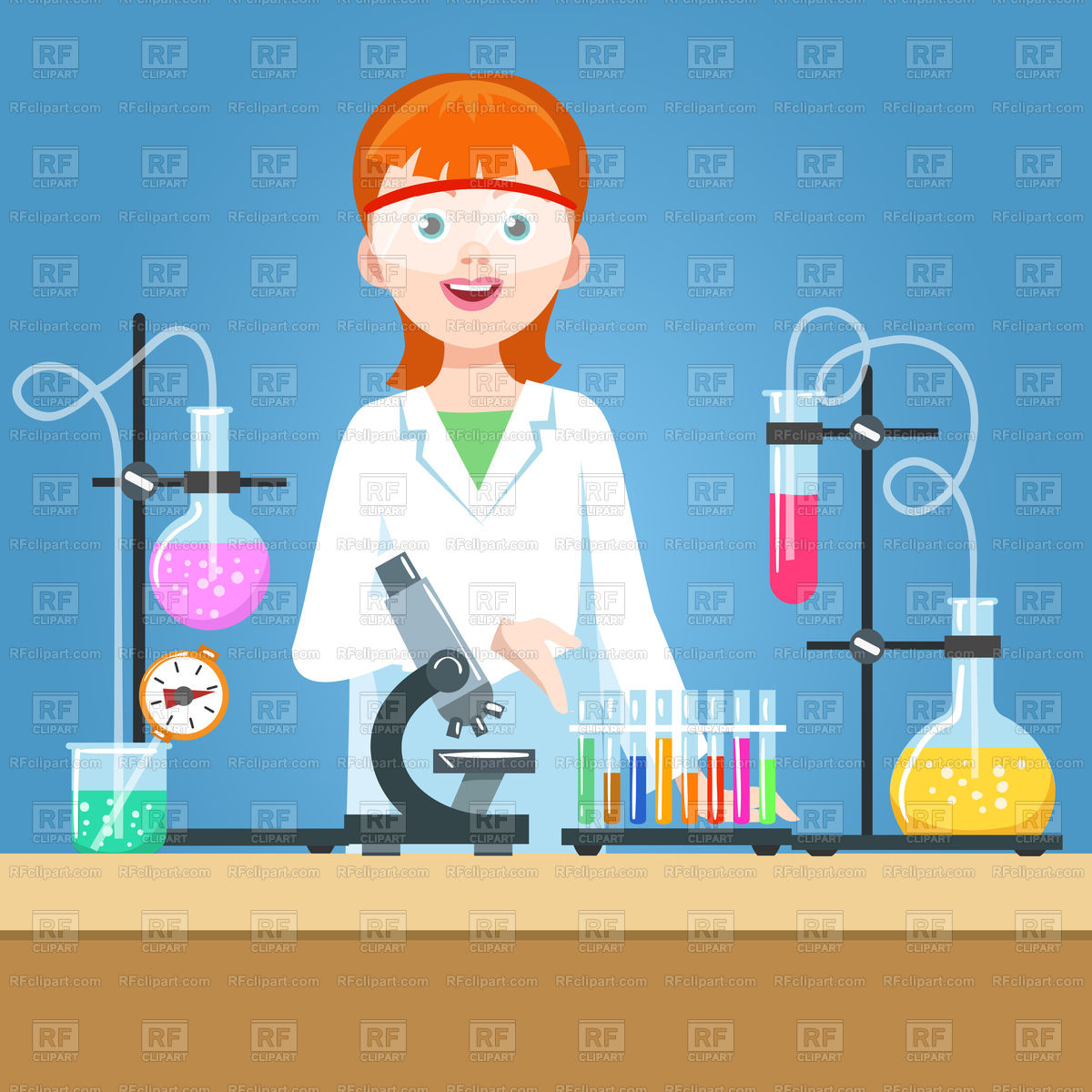 1200x1200 Girl Scientist In Laboratory Vector Image Of Science Education