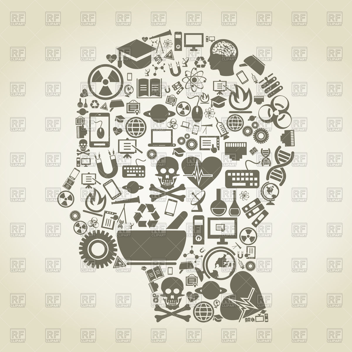 1200x1200 Head Of Person Made Of Science Icons Vector Image Of Icons