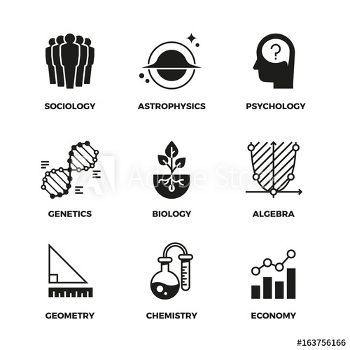 500x500 Science Vector Icons Set Genetics And Economy, Algebra