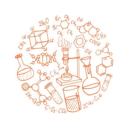 416x416 Chemistry Hand Drawn Doodles Science Vector Illustration Stock