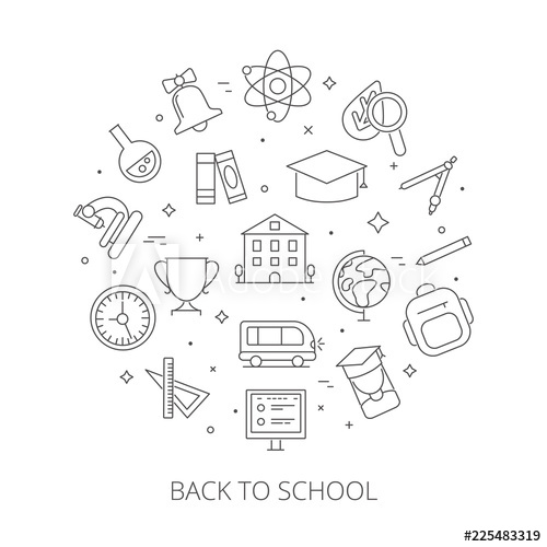 500x500 Round Shape With School Symbols Symbols And Pictures Of Science