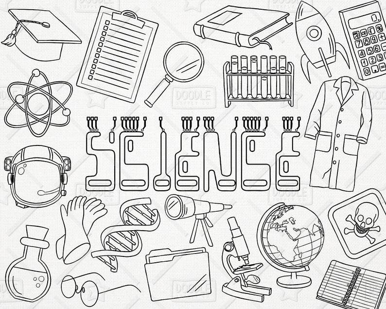 794x635 Doodle Science Vector Pack Science Doodles Mad Scientist Etsy