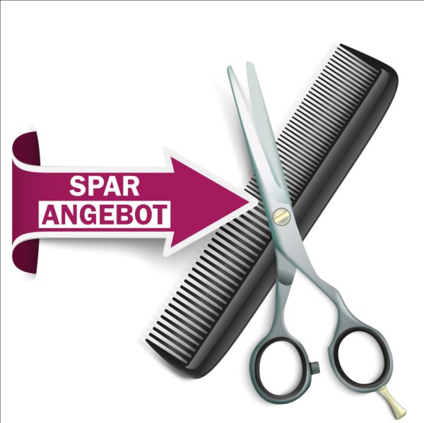 Scissors And Comb Vector