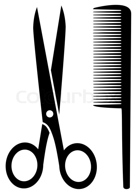 574x800 Isolated Comb And Scissors Black Stock Vector Colourbox