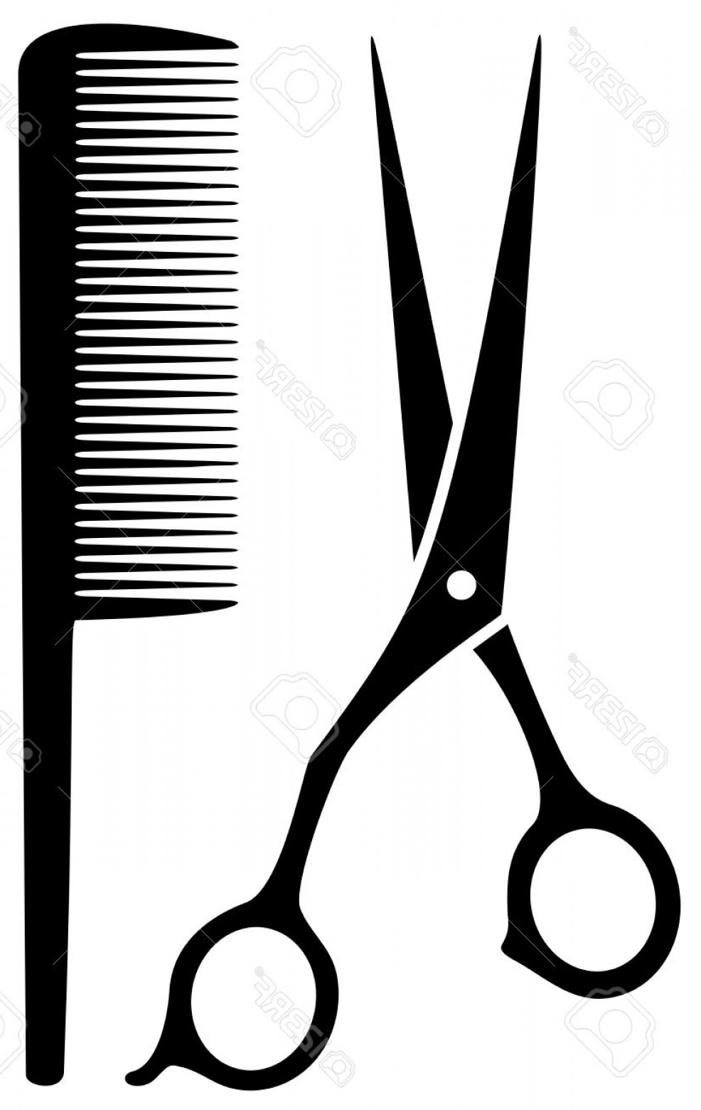 986x1560 Photostock Vector Isolated Scissors And Comb Black Silhouette