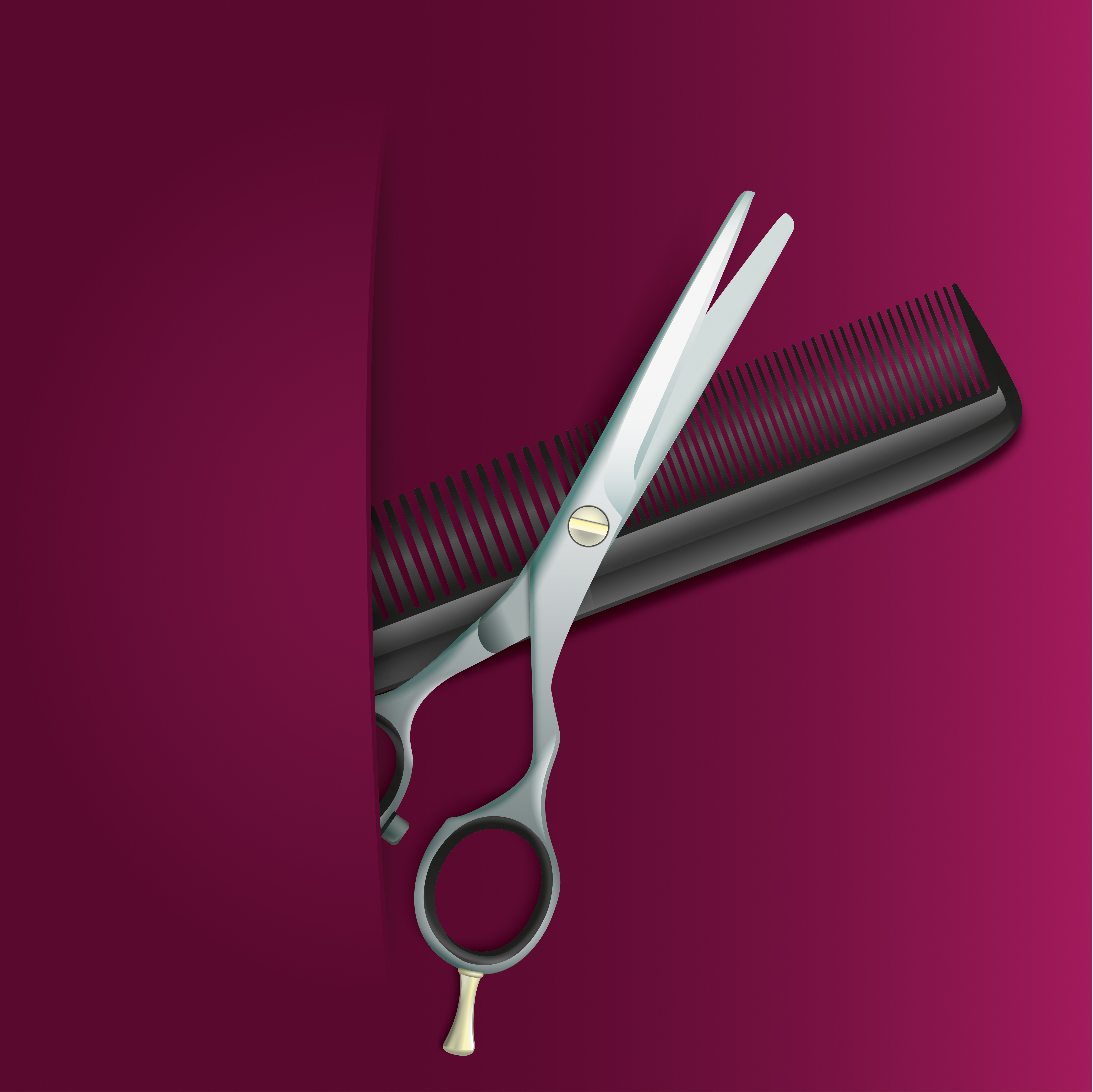 4965x4962 Purple Background With Scissors Comb Vector Free Download