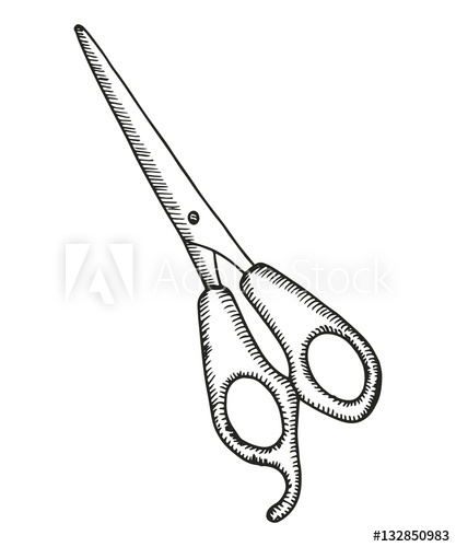 417x500 Shears Drawing Of Hair Vector Illustration