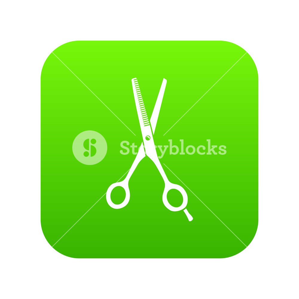 1000x1000 Scissors Icon Green Vector Isolated On White Background Royalty