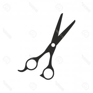 300x300 Photostock Vector Hairdressing Scissors And Curl Hair Silhouette