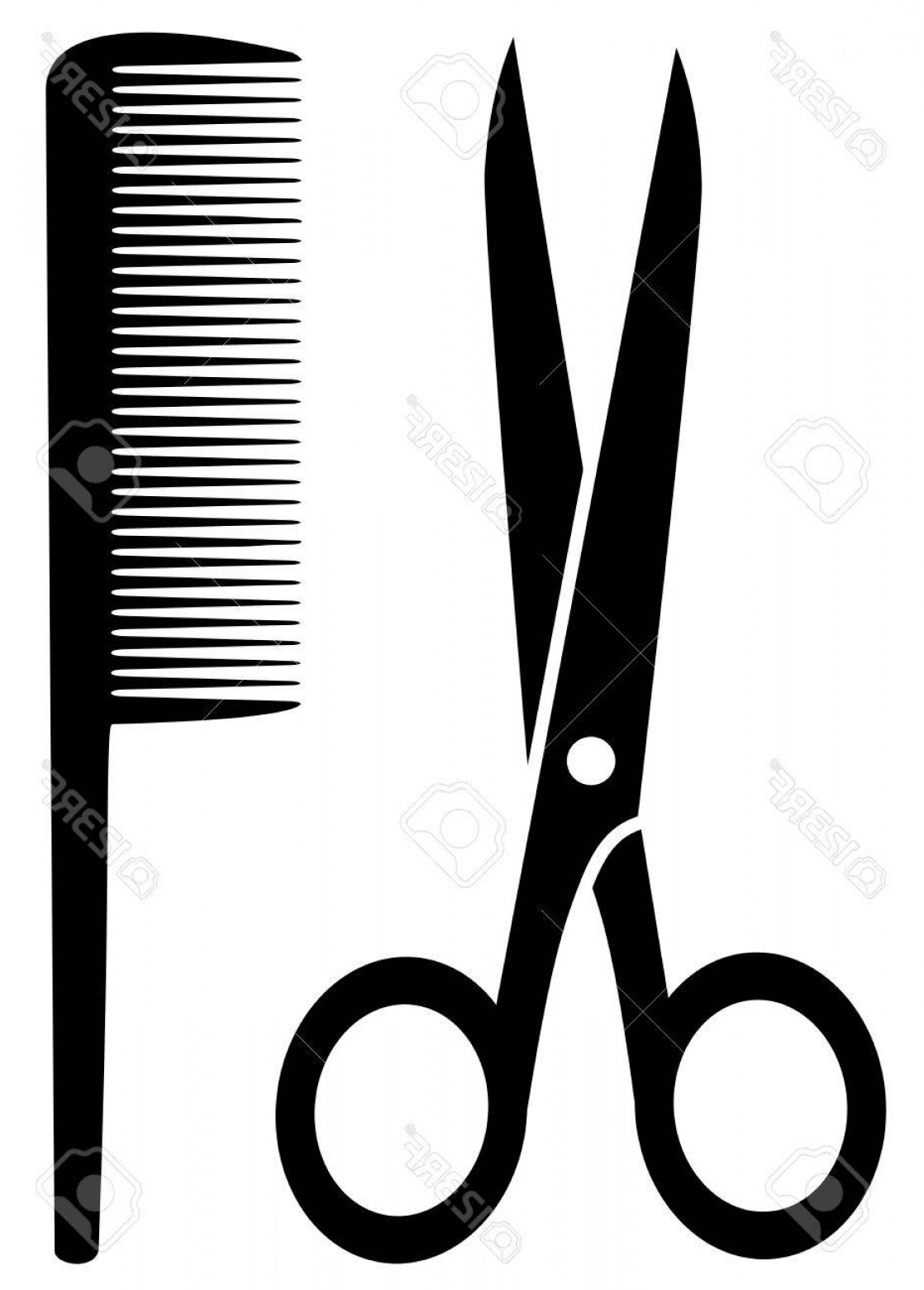 1118x1560 Photostock Vector Isolated Comb And Scissors Black Silhouette