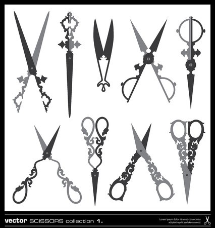 426x450 Old Decorated Scissors Vector Silhouettes Collection Victorian