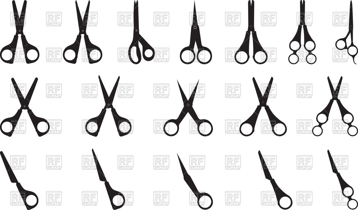 1200x703 Set Of Scissors Vector Image Of Objects