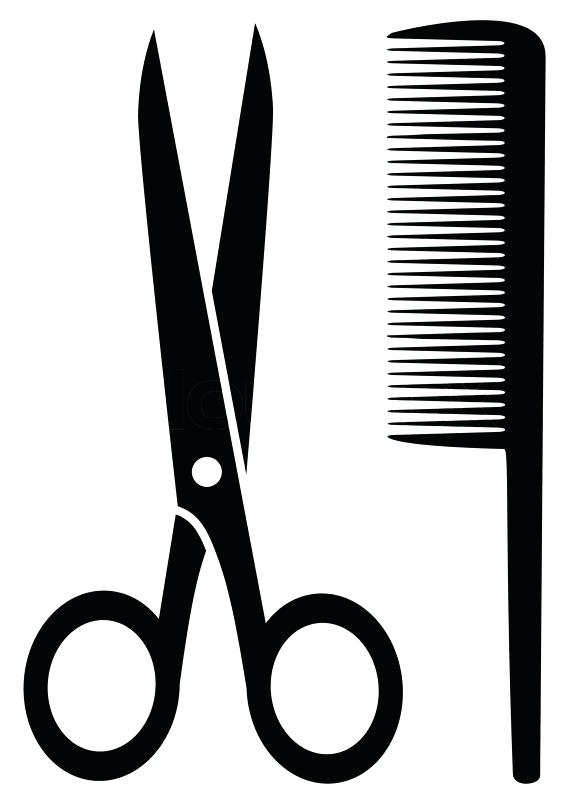 574x800 Barber Scissors Vector Isolated Comb And Black Silhouette On White