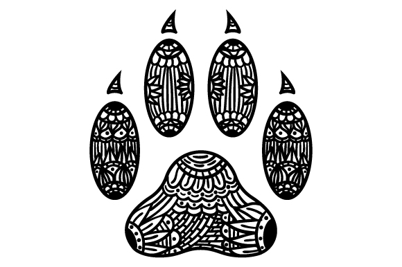 580x386 Cat Paw Print Zentangle