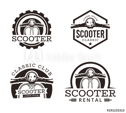 500x450 Set Of Classic Scooter Emblems, Icons And Badges Vector