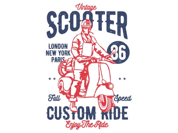 600x450 Vintage Scooter Vector T Shirt Design