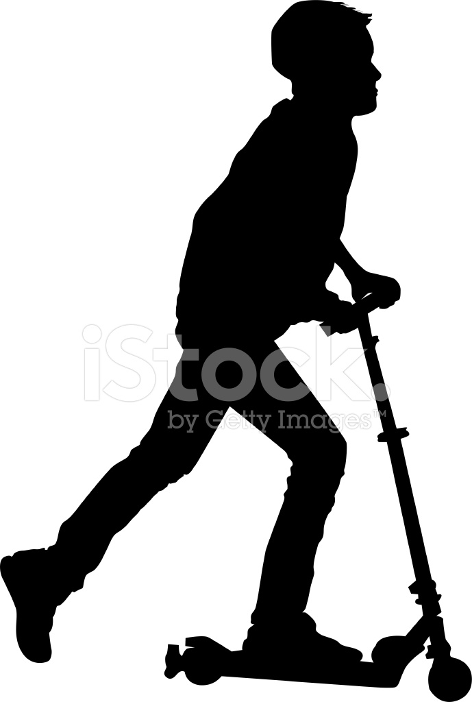 Active Kid Riding A Scooter Vector Silhouette Stock Vector 689x1024 Active Kid Riding A Scooter Vector Silhouette Stock Vector