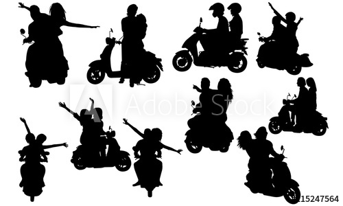 Couples On A Scooter Silhouette Vespa Vector Romantic Date 500x300 Couples On A Scooter Silhouette Vespa Vector Romantic Date