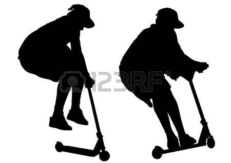 Kick Scooter Silhouettes On The White Background 450x318 Kick Scooter Silhouettes On The White Background