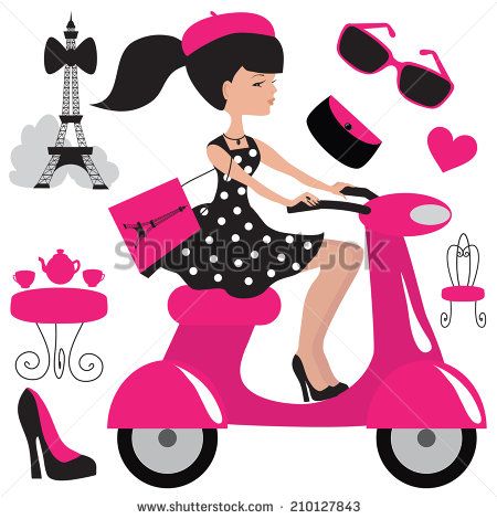 Cute Girl On Scooter Vector Illustration 450x470 Cute Girl On Scooter Vector Illustration
