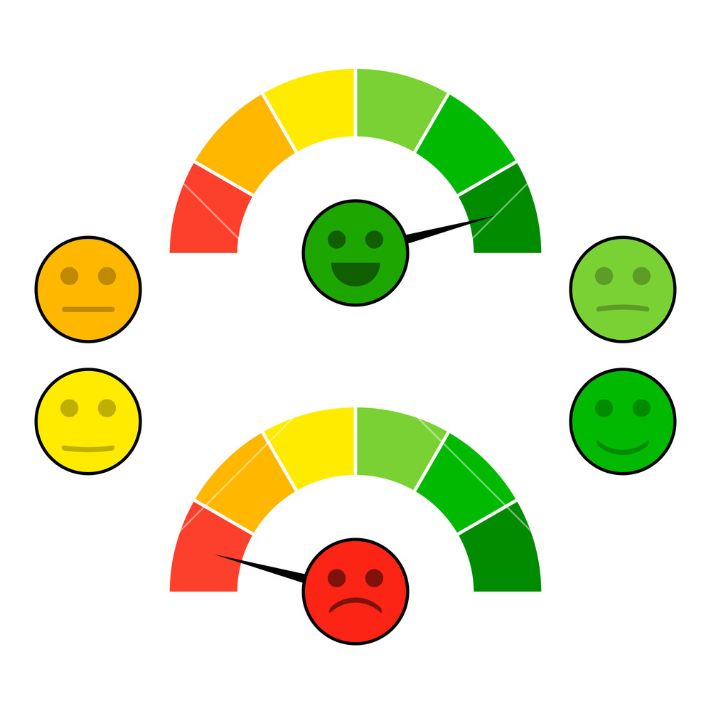 1000x1000 Color Indicator Arrow With Face Mood Credit Score Good And Bad