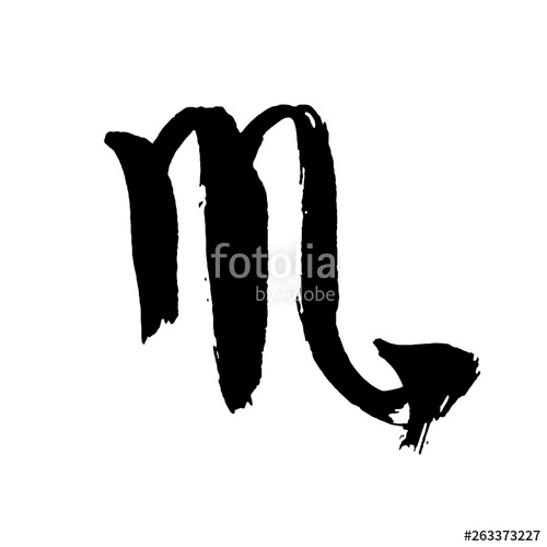 500x500 Zodiac Sign Scorpio Vector Dry Brush Illustration Isolated