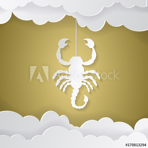 500x500 Horoscope Paper Cut Style Concept For Scorpio Vector