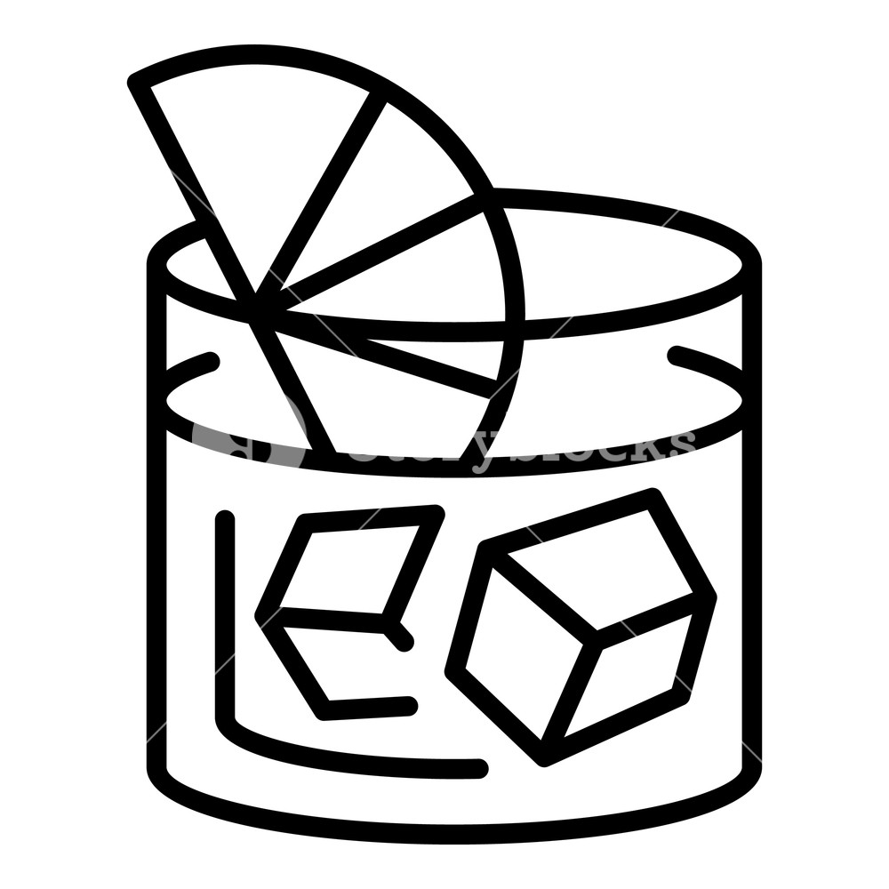 1000x1000 Ice Cube Whiskey Glass Icon Outline Ice Cube Whiskey Glass Vector