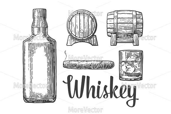 580x386 Whiskey Glass With Ice Cubes, Barrel