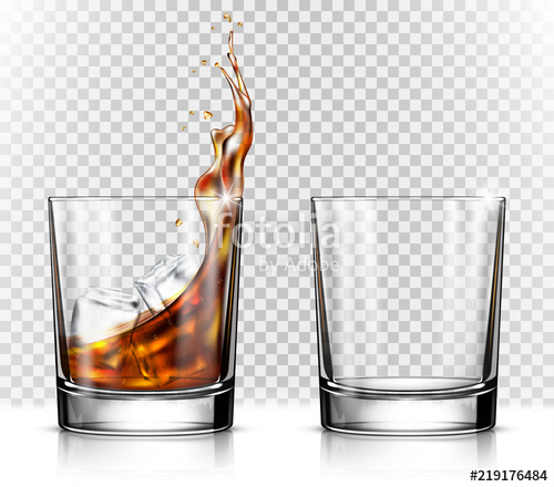 500x440 Empty And Full Whiskey Glass With Ice Cubes Stock Image