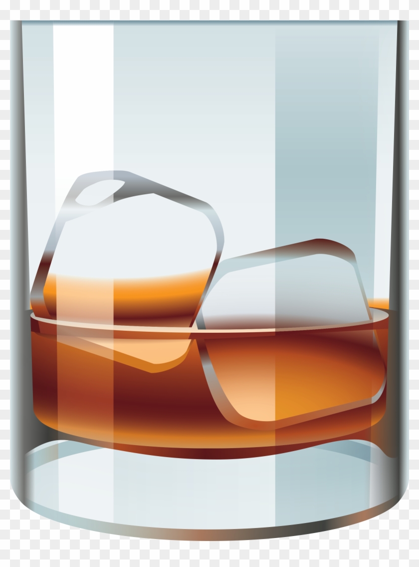 840x1135 Glass With Whiskey And Ice Png Vector Clipart