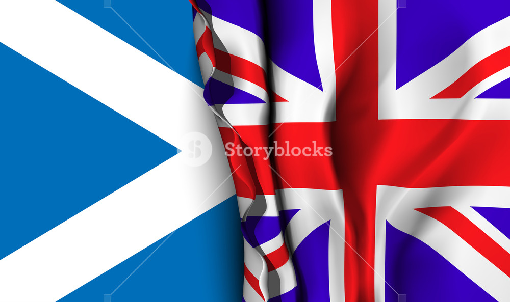1000x593 Flag Of United Kingdom Over The Flag Of Scotland Vector